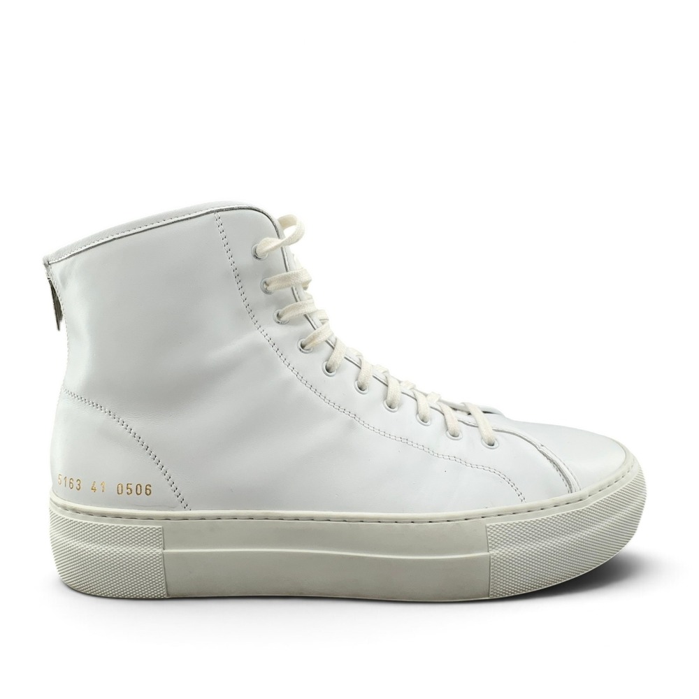 Common Projects Tournament High Top Back-Zip Sneaker 41 READ DESC White Leather